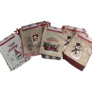 12 Piece Christmas Gift Bags Santa Snowman Truck Gnome Plaid present